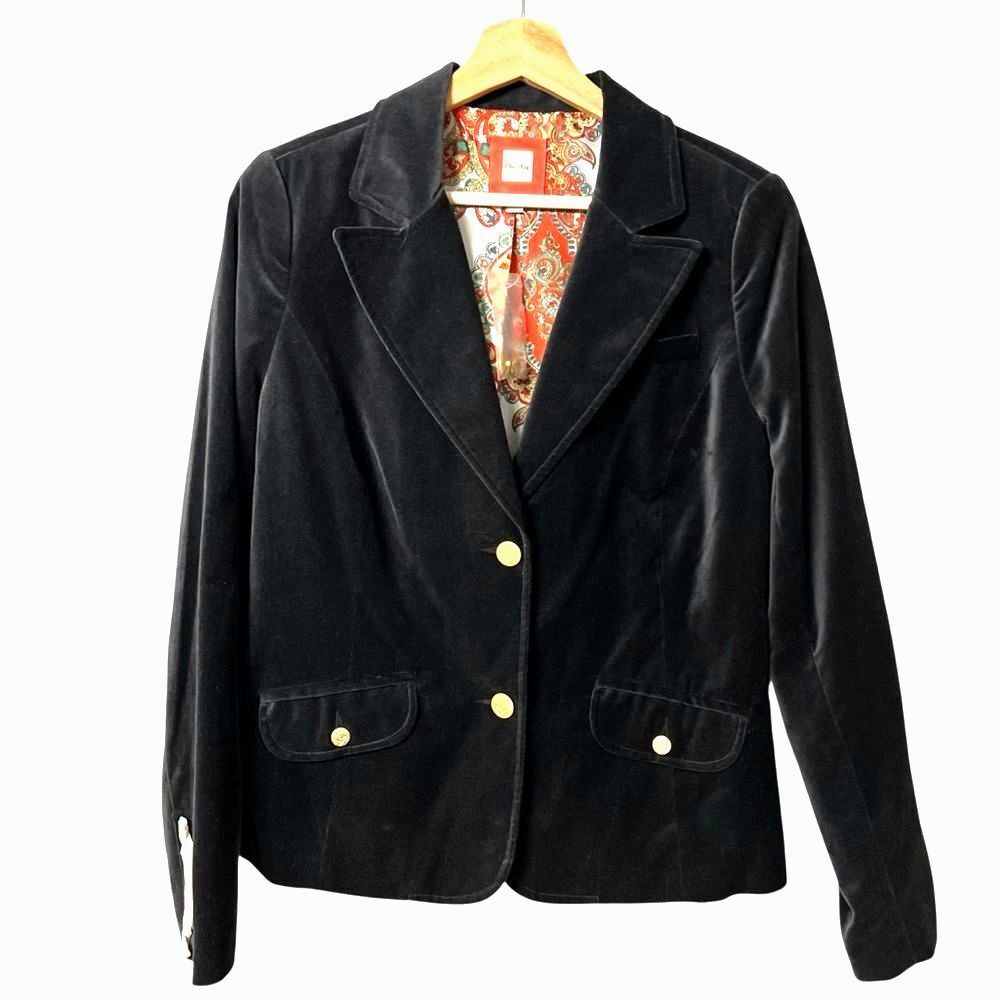 Vintage Old Navy Womens Y2K Black Velvet Blazer Sz M Whimsigoth Academia Preppy